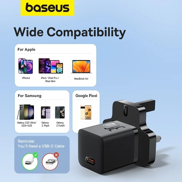Baseus GaN5 Fast Charger Mini 1C 30W ,  - Hover