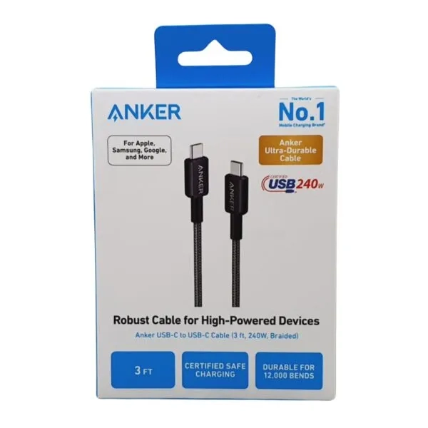 Anker Zolo USB-C to USB-C Braided Cable  240W | 3.3 ft (1m)  Fast Charging  A8060H11 ,  - Hover