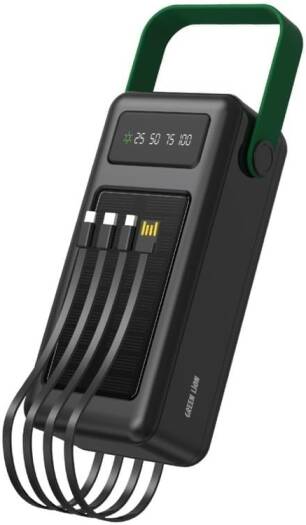 Green Lion Solar Max 50000mAh Power Bank – Solar Charging, Built-in Cables, Digital Display ,  - Hover