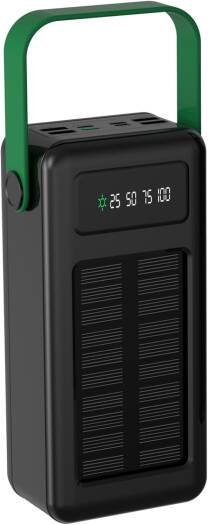 Green Lion Solar Max 50000mAh Power Bank – Solar Charging, Built-in Cables, Digital Display , 