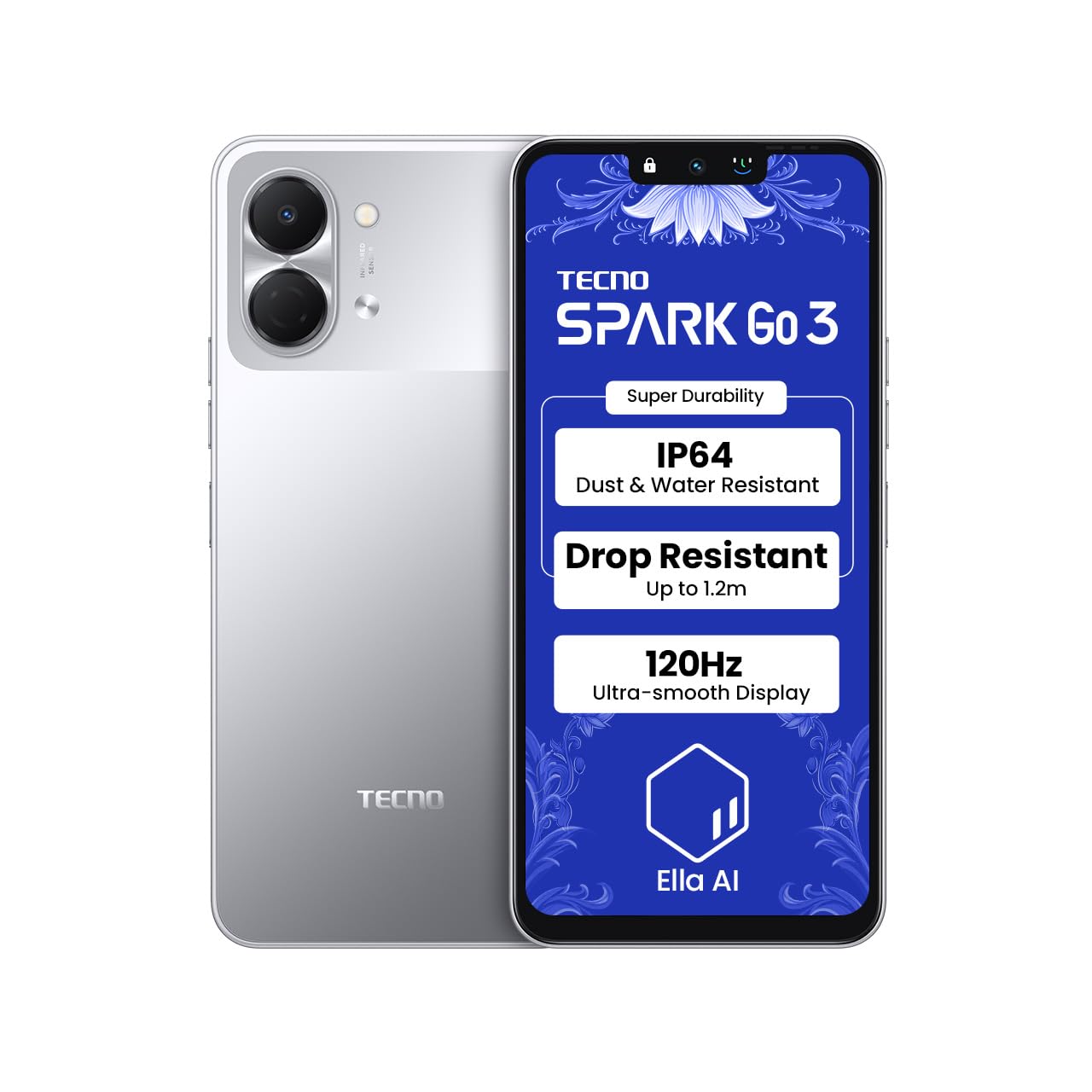 Tecno Spark Go 3 , 4 GB , 128GB , Titanium Grey