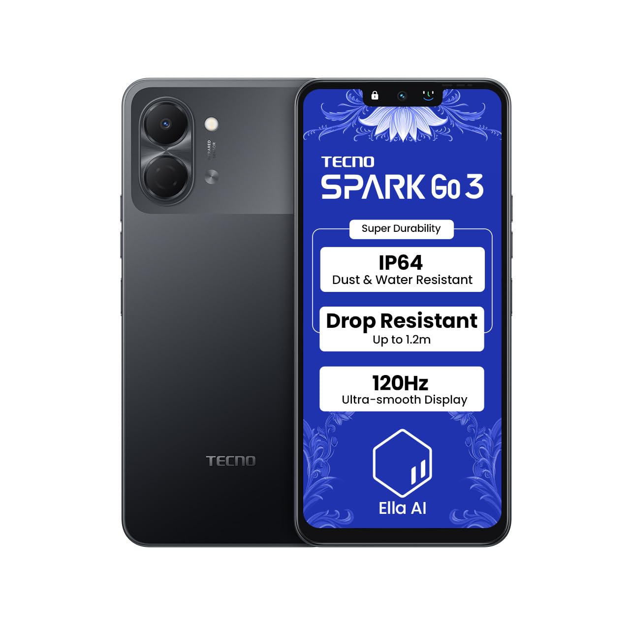 Tecno Spark Go 3 , 4 GB , 128GB , Titanium Grey - Hover