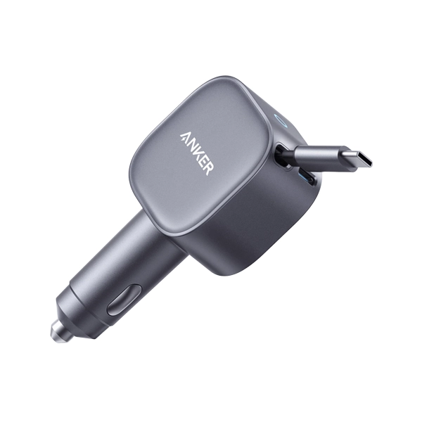 Anker Nano Car Charger with Built-in Retractable USB-C Cable A2838HA1 , Gray