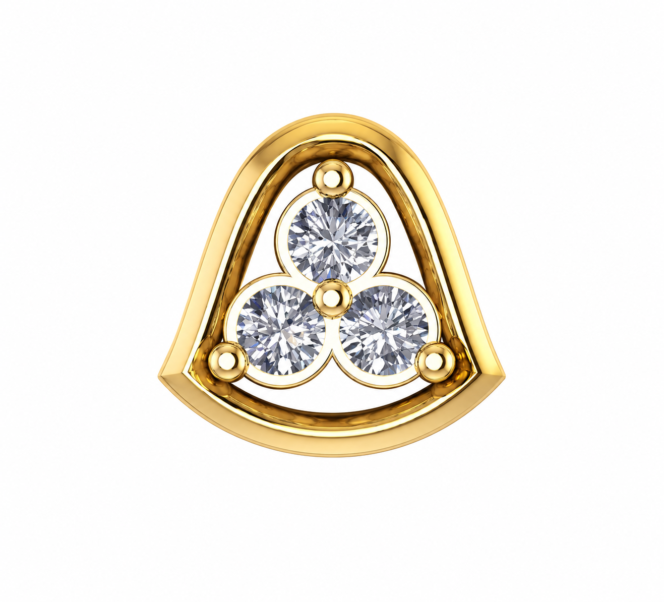 Trinity Pin Ring Trinity Diamond Nose Pin - Lightweight 14KT Gold | Veza Creation