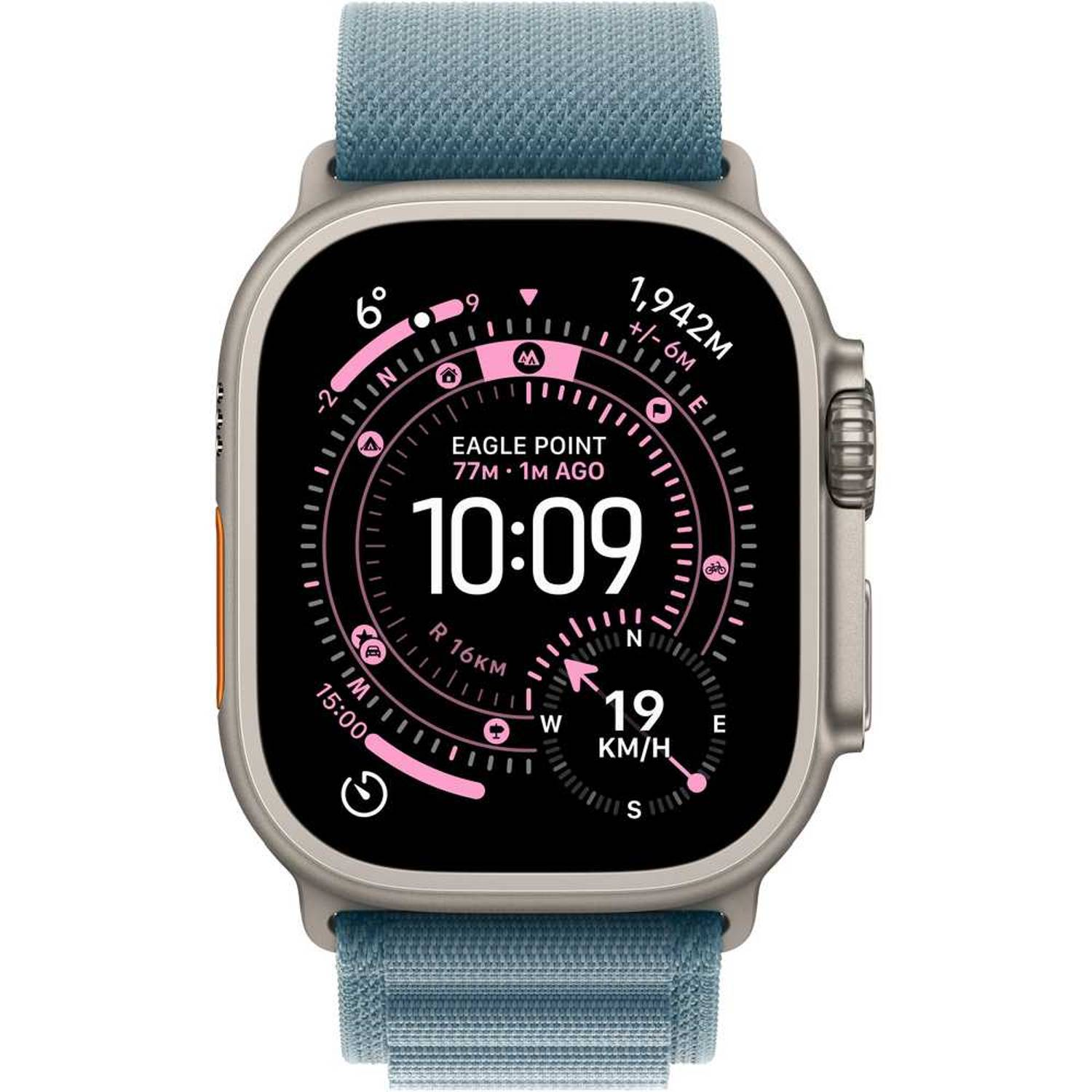 Apple Watch Ultra 3 GPS + Cellular , Natural , 49mm , Titanium , Light Blue Alpine Loop , M/L - Hover