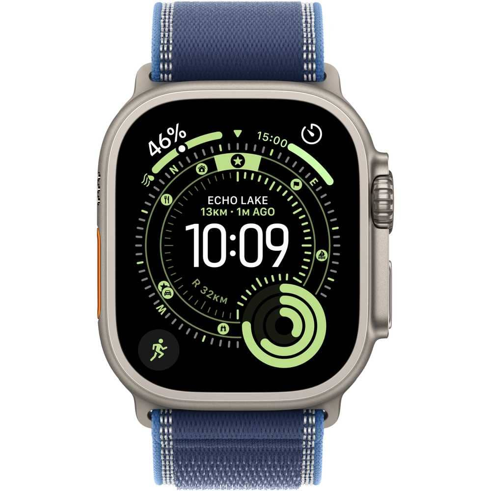 Apple Watch Ultra 3 GPS + Cellular , Natural , 49mm , Titanium , Blue/Bright Blue Trail Loop , S/M - Hover