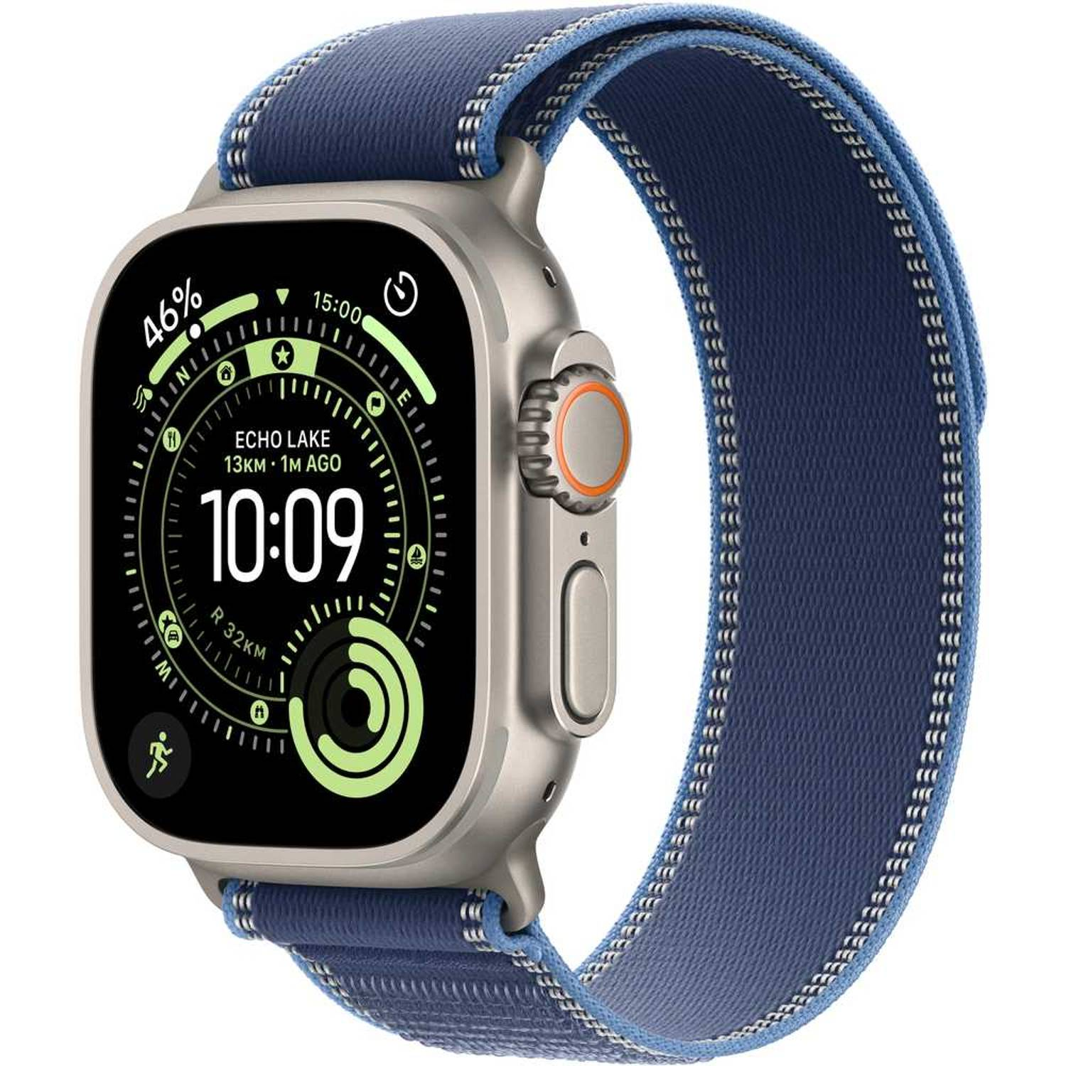 Apple Watch Ultra 3 GPS + Cellular , Natural , 49mm , Titanium , Blue/Bright Blue Trail Loop , M/L