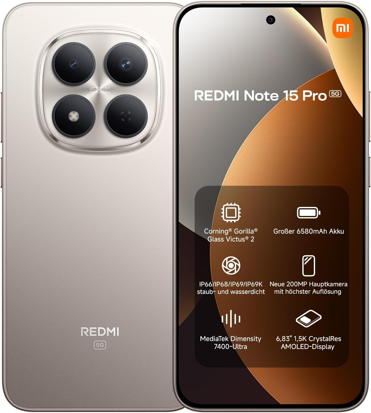 Redmi Note 15 Pro 5G , Titanium Color , Android , 8GB , 256GB