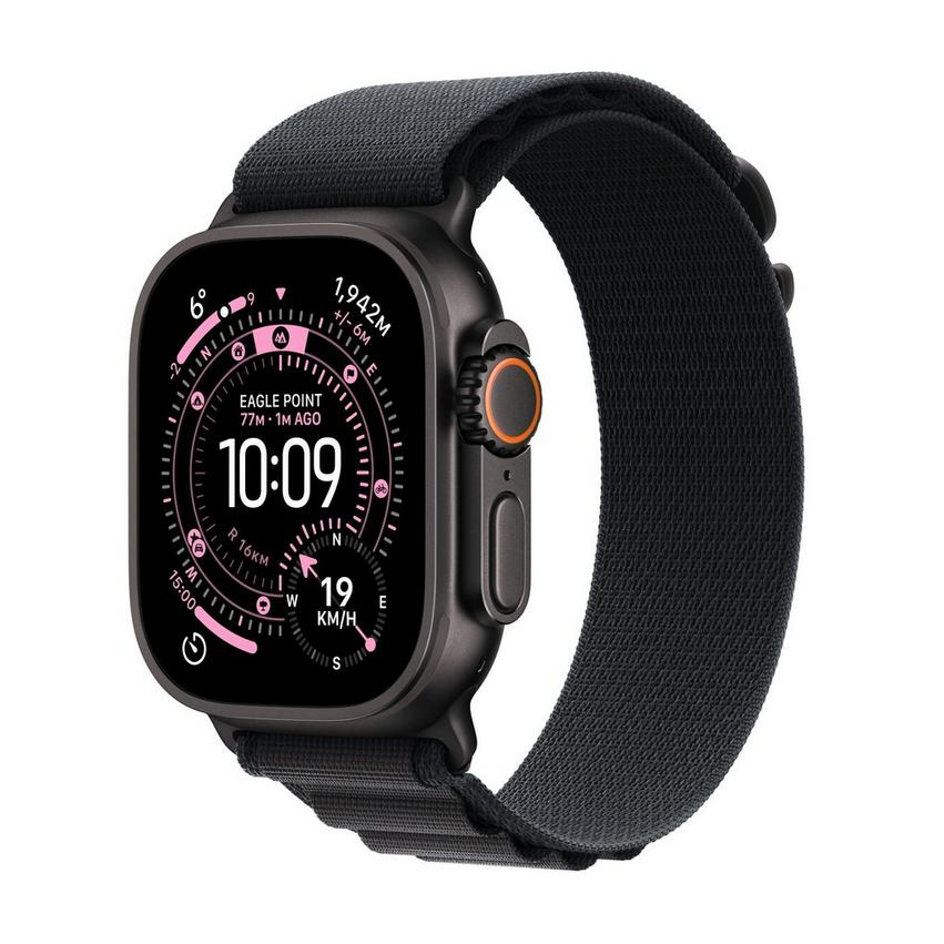 Apple Watch Ultra 3 , Black , 49mm , Titanium , Black Alpine Loop , S/M