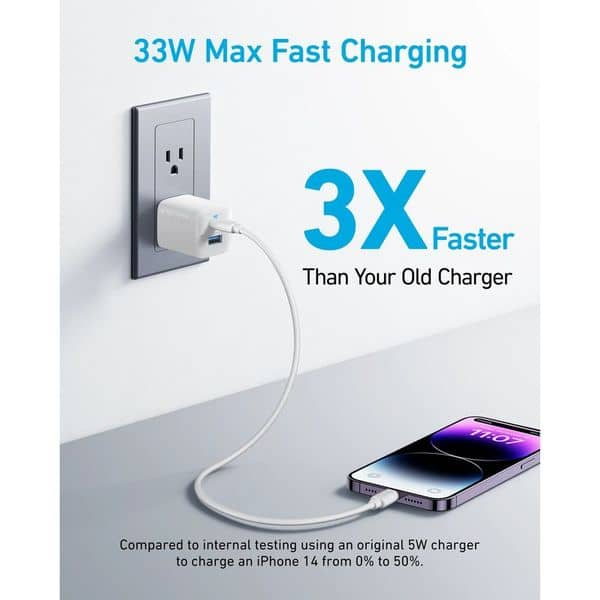 Anker Charger 33W 2 Ports  - USB-A, USB-C , white - Hover