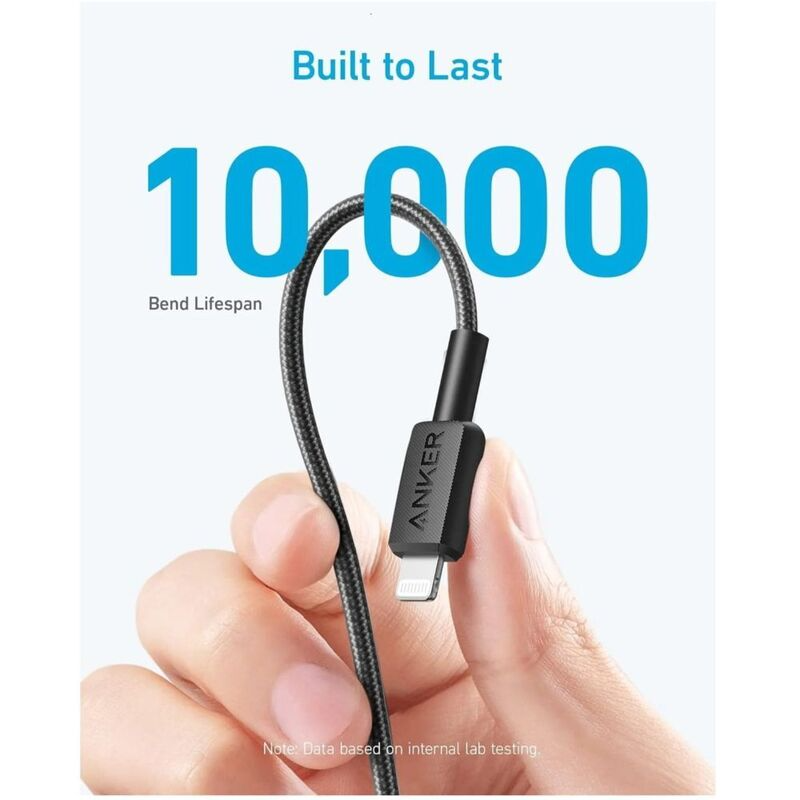 Anker 322 USB-C To Lightning Cable 6ft Braided , black - Hover