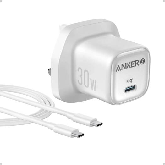 ANKER ZOLO CHARGER 30W WITH USBC CABLE , white