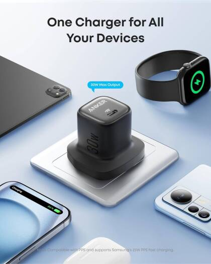 ANKER ZOLO CHARGER 30W WITH USBC CABLE , white - Hover